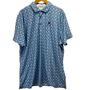 Ben Sherman Sport Mens XXL Blue All Over Print Short Sleeve Golf Polo Shirt